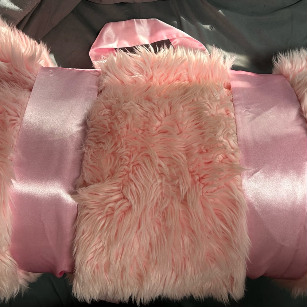 Pink thick fuzzy sleeping bag